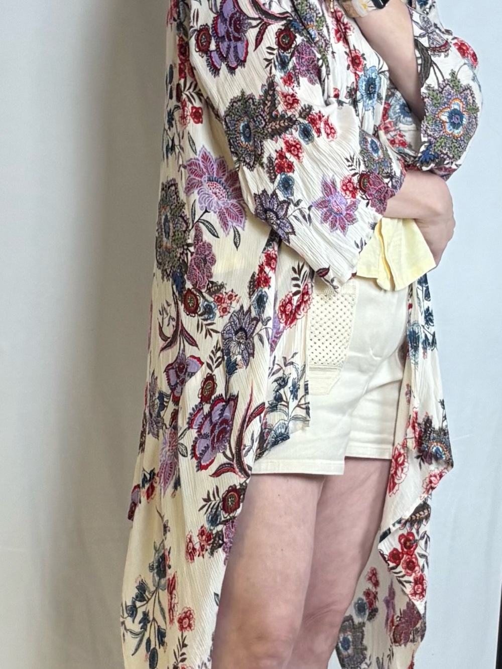 Patrons of Peace Cream Floral Tie-Front Duster